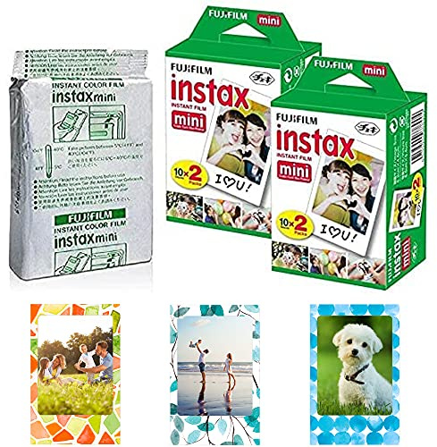 Fujifilm Instax Mini Instant Film,10 Sheets×5 Pack(Total 50 Shoots) Bundled with Tudak Photo Magnet Frames [Bulk Packaging]