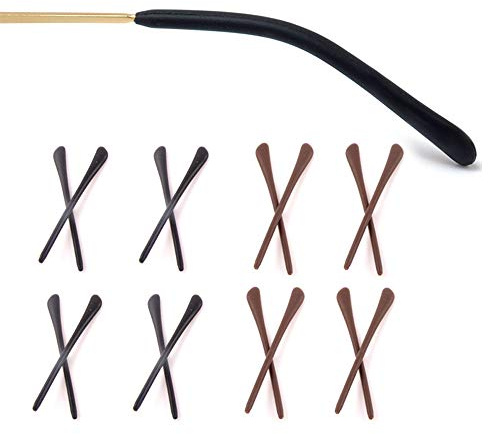 8 Pairs Eyeglass End Tips Ear Sock Pieces Anti-Slip Tube Replacement Tips Silicone for Thin Metal Eyeglass Legs,4 Black/4 Brown