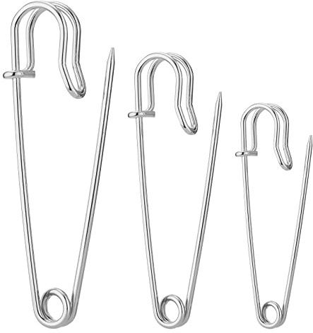 Large Safety Pins Pack of 40, Safety Pins Heavy Duty Assorted Sizes (50mm, 63mm, 75mm), Blanket Pins Stainless Steel Wire Safety Pin Extra Sturdy Bulk Pins for Blankets, Skirts, Crafts, Kilts