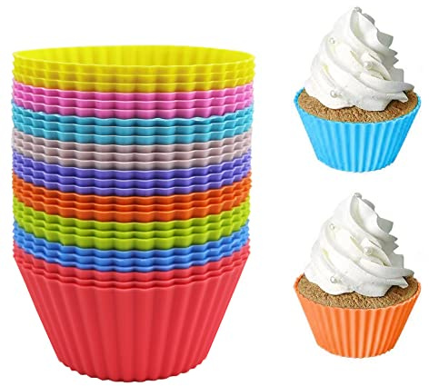 Cupcake-Formen,27 Pcs Wiederverwendbare Silikon Backformen Silikon Backbecher Umweltschonend Cupcakeförmchen Geeignet für Küchenparty Hochzeit-9 Farben