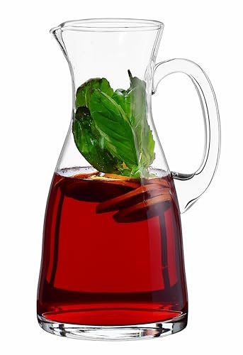 SOLAVIA Jug Tall Clear Glass Cordial Bistro Jug Carafe H26cm 2 L for Home and Restaurant Jug Vase for Flowers