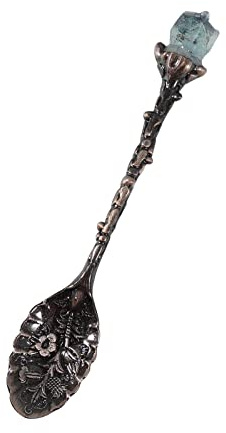Soulnioi Vintage Carved Mini Crystal Spoons, Decorative Tea Spoons Set Retro Zinc Alloy Spoons, Dessert Spoon for Ice Cream, Cake, Party, Home Dining (Fluorite)