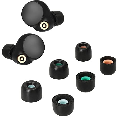 kwmobile Gommini Auricolari Memory Foam Set da 6 Compatibile con Sony WF-1000XM4 - Gommini Cuffie In Ear Schiuma - 3 Size nero