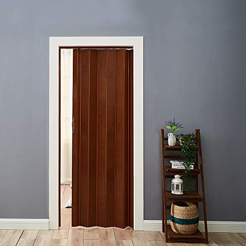 Folding Door Natural Pine Effect PVC Internal Accordion Concertina Sliding Door Thickness:6mm or 12mm (Thickness 6mm, Brown)