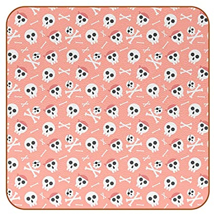 Juego de 6 posavasos decorativos de piel sintética, regalo de inauguración de la casa para decoración del hogar, calavera pirata rosa