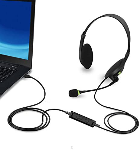 Holdes Casque USB Filaire, Casque PC Filaire avec Casque USB, Casque Audio Filaire Supra-Auriculaire Contrôle du Volume,Ordinateur Portable,Communications Vocales & E-Enseignement, Antibruit