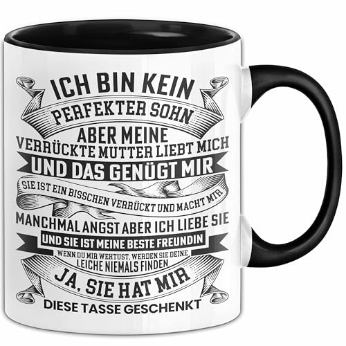Ich Bin Kein Perfekter Sohn Tasse Geschenk von Mama Mutter Geschenkidee für Sohn Geburtstag (Schwarz)