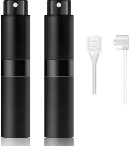 YUYUE-YY 2PCS 8ML Travel Perfume Atomiser Refillable - Mini Size Perfume Travel Bottle Spray Bottle - Easy to Refill Empty Atomiser Bottle for Purse, Handbag, Pocket and Luggage (Black)