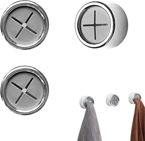 LAWALEISHE 3 Pcs Tea Towel Holders,Self-Adhesive Towel Holders,Tea Towel Clips,Round Wall Mounted Kitchen Hooks,Push in Suction Hand Towel Holder Set,No Drilling Required