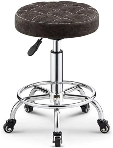 DDKYHU Hocker auf Rollen, Friseurstuhl, Schönheitshocker, Barstuhl, Lift, Drehstuhl, Friseursalon, Schönheitssalon, Bar (Rosa) (Braun)