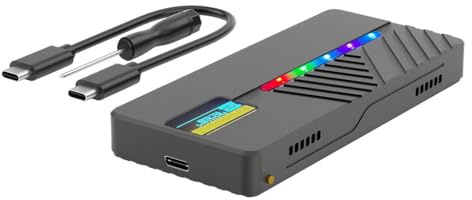 ZHCHAO Pantalla de visualización Inteligente M.2 Caja de Unidad de Estado sólido 10 GB Protocolo NVMe/Datos Carcasa de aleación de Aluminio(Color:Blue,White)