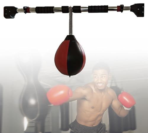Hängender Box-Speedball, Tür-Boxsäcke Mit 95–115 cm Verstellbarer Stange, Verdicktes PU-Leder Und Weicher Rückprall Für Den Täglichen Trainingssport Im Heimstudio