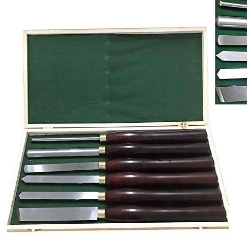 Cinceles , Juego de cinceles for torno for carpintería, juego de 6 piezas, cinceles for torno, cuchillas de acero HSS, herramientas de torneado de madera, estuche de madera for almacenamiento for tall
