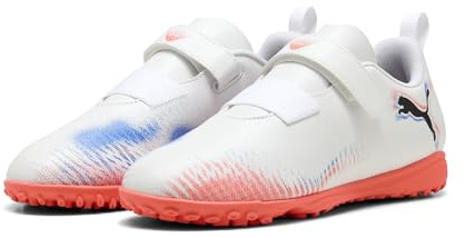 PUMA Chaussures de Football Future 8 Play TT Enfant et Adolescent 30, White Black Glowing Red