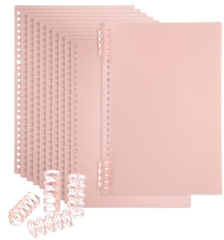 PATIKIL 12 Pack Cubiertas de Encuadernación, B5 (10.3X7.2 Pulgadas) 22 Mil Cubiertas de Plástico para Cuadernos con Peine de Encuadernación para Presentación de Informes, Color Rosa