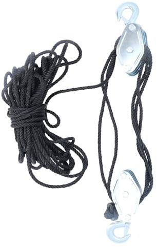 Rope Hoist Pulley System, 4400 lbs Heavy Duty Alloy Steel Block and Tackle, 8:1 Mechanical Advantage Lifting Equipment for Warehouse Construction Industrial Use