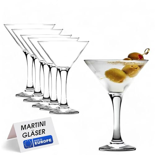 vienberg Lot de 6 verres à cocktail Martini Cosmopoliten Manhattan Margarita Sidecar - 175 ml - Fabriqués en Europe