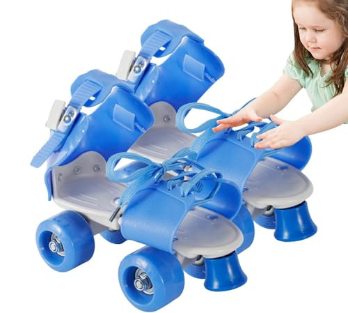 Rollschuhe Für Kinder Mit Größe 28-36 - Verstellbare Quad-Rollschuhe Mit Zweireihigem Design | Vierrad-Skates Für Und Mädchen, Leuchtende Für Outdoor Und Indoor, Langlebige Und Komfortabl