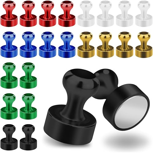 Poppstar 24 Kegelmagnete extra stark (12x16 mm, Haftkraft 3 kg), schwarz, weiß, rot, blau, grün, gelb