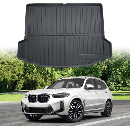 ECOZEN kofferraumwanne für BMW X3 G01 iX3/X4 G02 2018-2025 aus TPE Allwetter Original 3D-Scan Kofferraummatte, wasserdicht verschleißfest Laderaumwanne Hohe Passform Hoher Rand matte BMW X3 X4 Zubehör