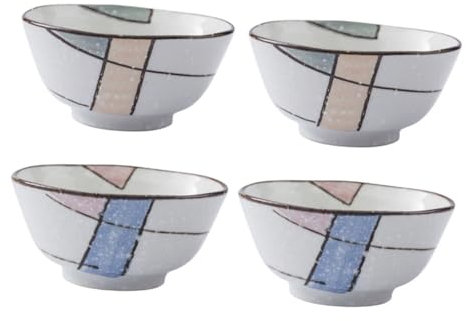 DINHEAROM 4pezzi Ciotole Ceramica Colorate Per Zuppa e Riso Contenitori Classici Per Cucina Per Pasti Caldi e Lavabili Lavastoviglie Design Elegante e Resistente