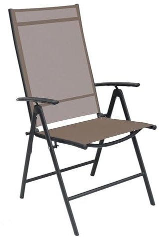 Gartenstuhl - Hochlehner 7-Fach verstellbar - zusammenklappbar - Klappstuhl - Campingstuhl witterungsbeständiges Metall pulverbeschichtet - wetterfeste Gartenmöbel - Anthrazit/Schokobraun