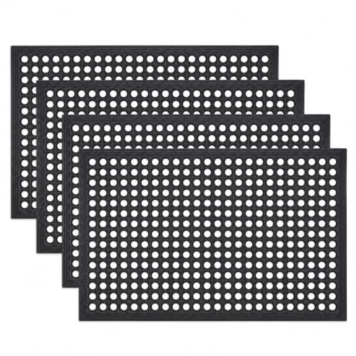 ZincOrange 4 StückeOutdoor-Matte, Geruchsfreie Flexible Eingangsmatte, rutschfeste Arbeitsplatzmatten, Offene Arbeitsmatten für Küche, Badezimmer, Lagerhaus, Restaurant (91cmx61cm)