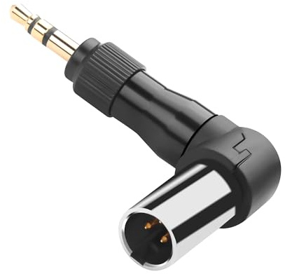 QIANRENON Einstellbarer 90° Winkel Mini XLR auf 3.5mm Kopfhörer Adapter Vergoldet 3Pin mini Xlr Stecker auf Verriegelung TRS 1/8 Rechtwinklig Anschluss Mini-XLR Position Veränderbar, für Sport Mic