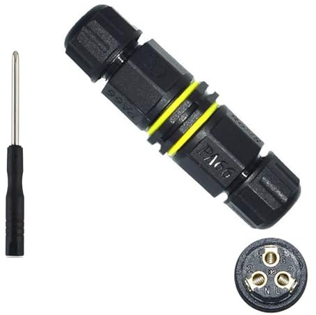 MejaRizon IP68 Waterproof Cable Connector, 2-Way Wire Waterproof Electrical Connector, Ø4.5-8mm Cable Diameter junction box, 3 Pole Outdoor Cable Connector, Outdoor Junction Box, UKCA, CE Certified