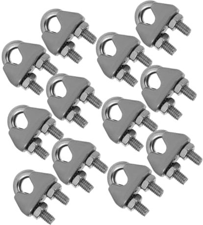 JECOMPRIS Abrazaderas Para Cables De Acero Inoxidable M3, 12 Piezas, Clip De Cable u Pequeño y Resistente Para Fijación Exteriores y Uso Doméstico