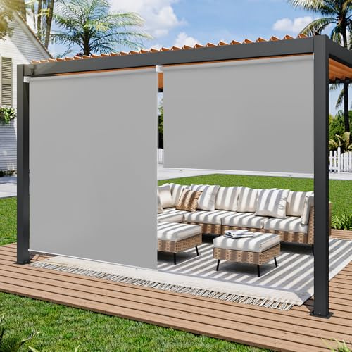 Randaco Tenda da sole verticale, 160 x 240 cm, tenda da sole per balcone, tenda da sole, tenda avvolgibile laterale, ombreggiata, resistente alle intemperie, per balcone, terrazza, giardino, grigio
