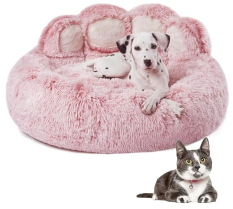 SHJOEE Lettino per Animali Domestici Letto Ortopedico per Gatti e Cani Cuccia Cane Interno Morbida e calda Adorabile cuccia per cani a forma di zampa d'orso di piccola e media (Rosa, 50cm)