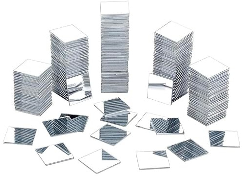 DWUENT 300 Stück quadratische Mini-Spiegelaufkleber zum Basteln, selbstklebende Spiegelfliesen, Acryl-Spiegelfolie für DIY-Projekte, Mosaik, Heimdekoration, Kunstbedarf (2 x 2 cm)