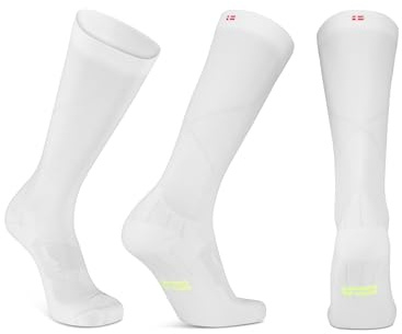 DANISH ENDURANCE Pro Performance Kompressionsstrümpfe, 26-32 mmHg, Extra starke Kompression, Unisex, Herren & Damen, Weiß, 43-47