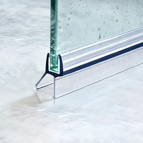 2 Pack Shower Screen Seal Strip, Transparent Shower Door Seal Strip for 6-10mm Straight Glass 50cm Shower Glass Seal Strip Replacement for Bathroom (20mm Sealing Lip, for 8mm)