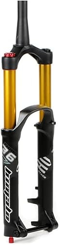 SXSaelciun Fourche VTT 27,5/29 Pouces, Suspension pneumatique, débattement de 160 mm, réglage de l'amortissement, Frein à Disque, Fourche Avant (Or, 29 Pouces)