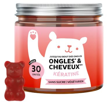 Gummies alla Biotina e Cheratina – Unghie & Capelli – con Vitamina C, E, Biotina, Zinco, Selenio, Rame – 30 pezzi (1 mese) – Senza Zucchero e Vegetariano – Bears with Benefits