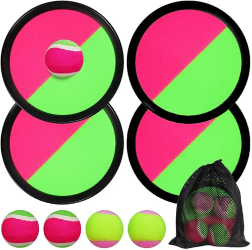 JoiTale Klettballspiel, Outdoor Spiele für Kinder Wurfspiel, Outdoor Pool Spielzeug Gartenspielzeug, Wurf- und Fangspiel Ballspiel, Draußen Fangballspiel, Klettballspiel für Kinder ab 3 4 5 6