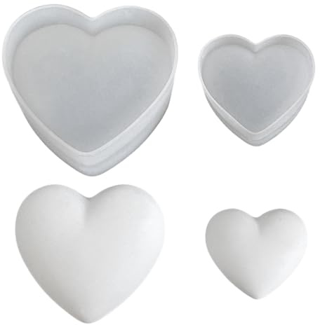 2 Stück Silikonformen Gießformen Herz, Silikonform Herz Valentinstag, 3D Herzform Kerzen Formen Silikon Valentinstag Kerzenform Silikon Gießform Herzen für DIY Duftkerzen, Seifen, Gips Handwerk