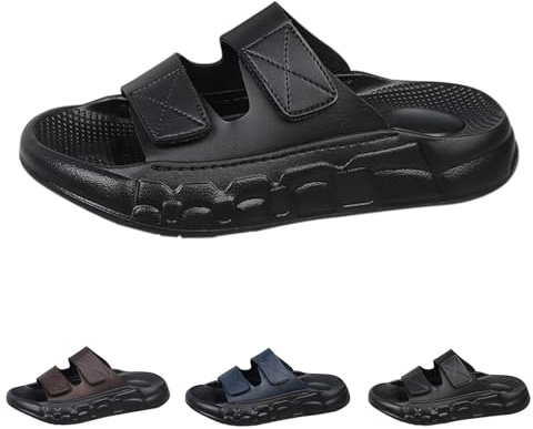 Herrtofflor, sommar öppna, strandskor, halkfria tofflor platåtofflor, öppen tå ventilerande utomhusskor, modetofflor bekväma fritidsskor, mjuka sulor sandaler, BRUN, 39 EU
