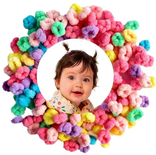 Baby-Haargummis für Kleinkinder, 100 Stück, keine Beschädigung, elastische Pferdeschwanz-Halter, weiche, dünne Haarbänder für kleine Mädchen im Alter von 0–8 Jahren, Mini-Haargummi-Zubehör
