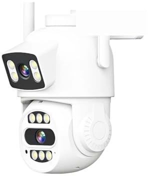 GUYSGNX Telecamere di sicurezza, Telecamera Wireless Da 4 MP Con Doppio Obiettivo HD For Sorveglianza Di Sicurezza Interna Ed Esterna, Visione Notturna E Rilevamento Del Movimento
