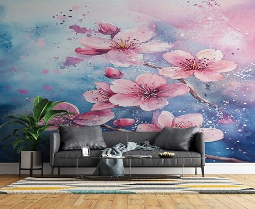 Fiori Di Pesco Carta da Parati Non Tessuta 350x256 cm Rosa Floreale Carta da Parati Panoramica Arte Murale Decorazione Parete Poster per Camera Da Letto Soggiorno H168