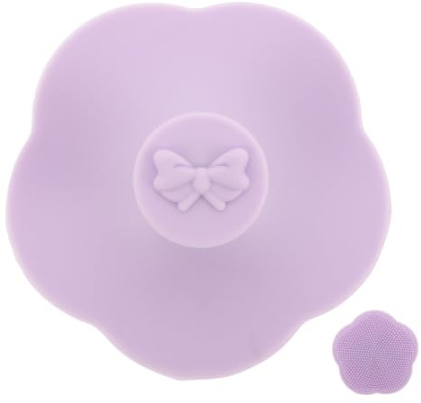 Silicone Hair Wash Brush Bow Flower Design Gentle Touch | Massaging Scalp Action, Purple Finish, for Newborn Bathing and Cradle Cap Care