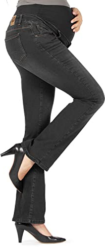 Torino Deluxe - Jean de maternité Evasé, Modèle Patte D'éléphant, Bande élastique - Made in Italy (40, Noir)