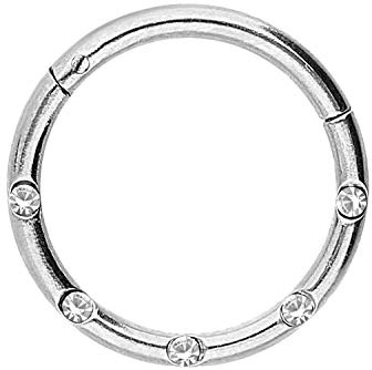 PIERCINGLINE Chirurgenstahl Clicker | Piercing für Septum Tragus Helix | 5 Kristalle | Farbauswahl