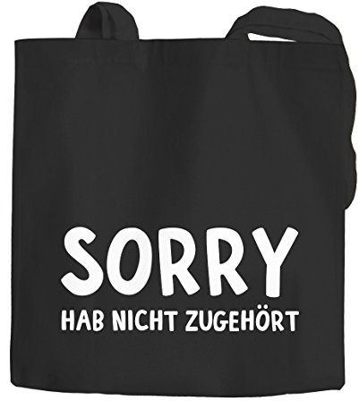 MoonWorks® Jutebeutel Spruch Sorry hab nicht zugehört Baumwolltasche Stoffbeutel Tragetasche schwarz unisize