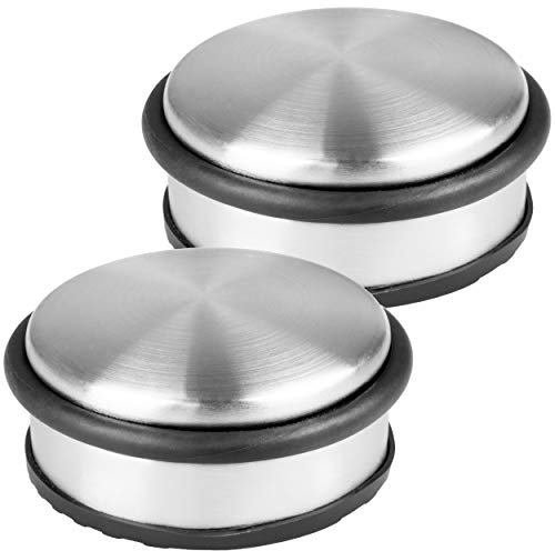 HRB Türstopper, 2er Set aus Edelstahl der Marke HRB - Schwerer Türstopper Boden mit modernen Design, Door Stopper versehen mit Gummiring zum Schutz der Türen (2er Set)