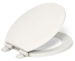  KOHLER 20455-96 Ridgewood Round Soft Close Toilet Seat, Quiet-Close, Wood Toilet Seat, Home Essentials, Biscuit
