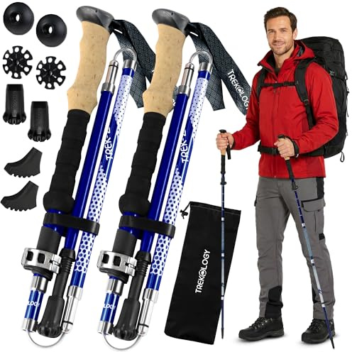 TREKOLOGY Trek-Z Collapsible Hiking & Trekking Poles - Balance Support for Seniors, Women, and Men, 2pc Per Set